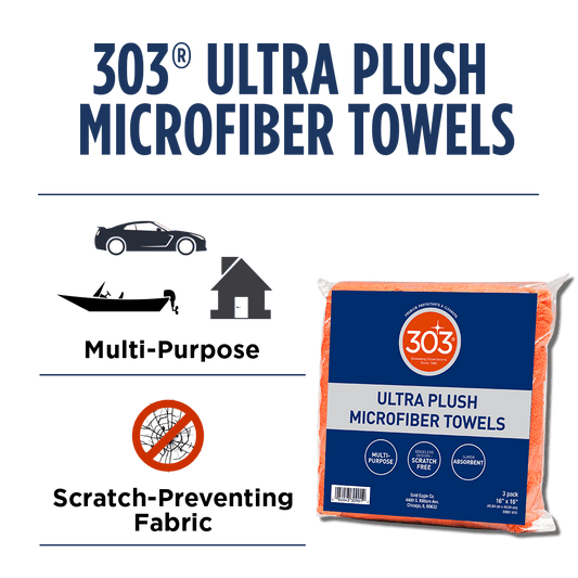303 Premium Microfiber Towels - Automotive Detailing - Ultra Plush - Super Absorbent - Edgeless Design - Scratch Free - Multi-Purpose, 30901 (3 Count)