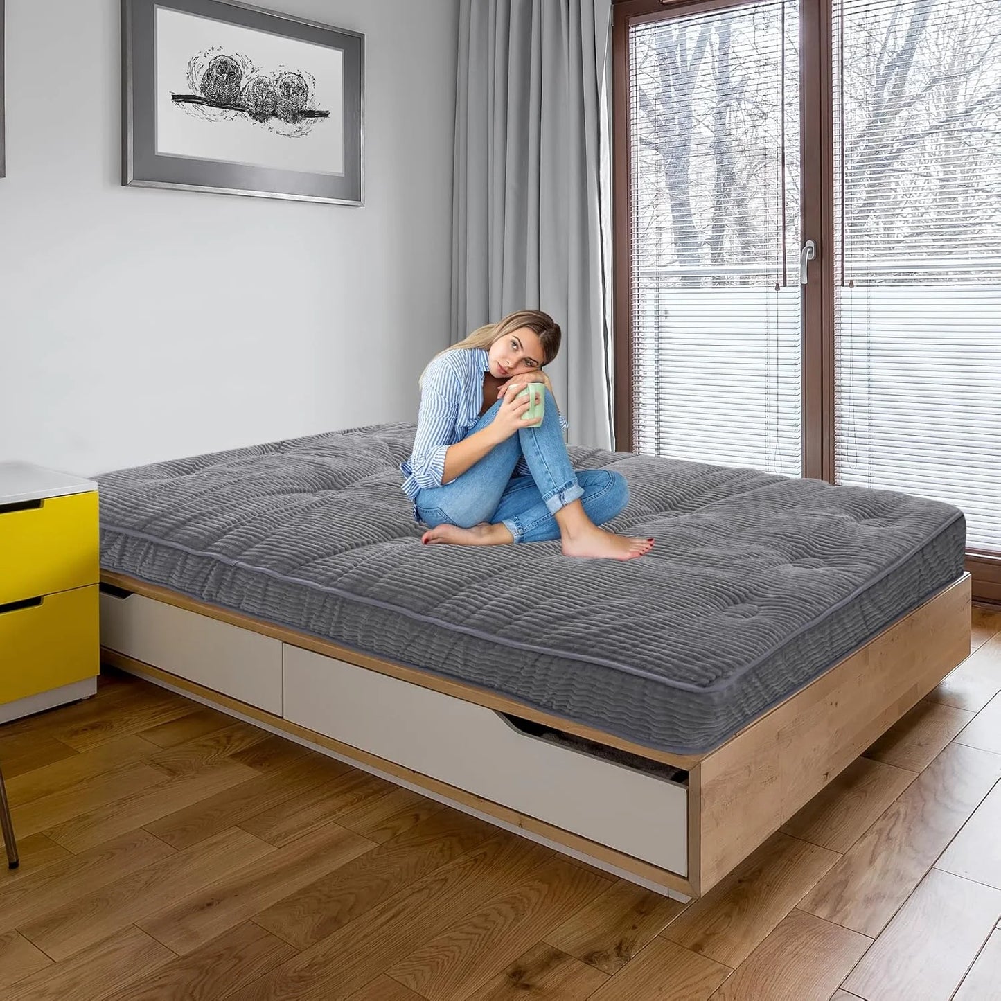 Slsy 6" Daybed Futon Mattress Memory Foam Futon Mattress, Thick Folding Sleeping Pad Breathable Floor Mattress for Adults, 5-Layer Foam Filling (Frame Not Included)