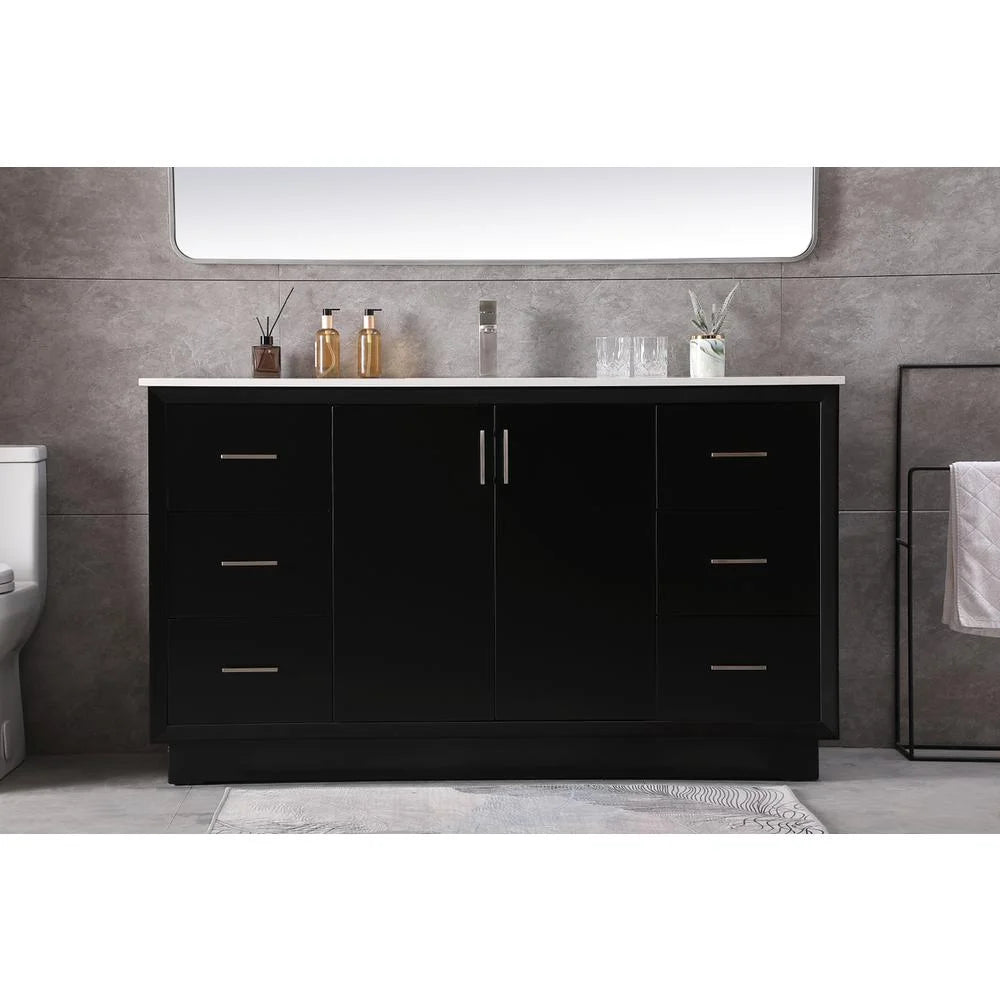 Elegant Kitchen and Bath 60 Inch Single Bathroom Vanity In Blue