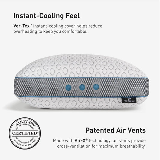 Bedgear Frost Performance Pillow - Size 3.0 - Cooling Bed Pillow for Hot Sleepers - Medium Firmness Pillow for All Sleep Positions, Hypoallergenic, Washable & Removable Cover
