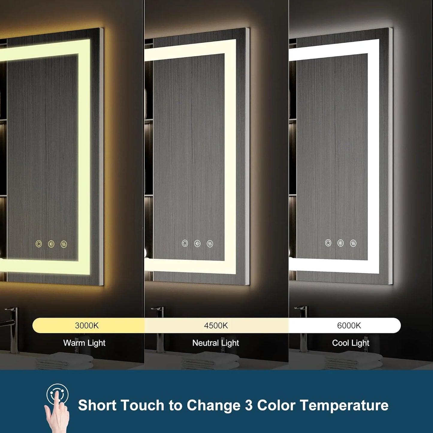 Funtouch Arched LED Bathroom Mirror 20"x30" with Front and Backlight, LED Bathroom Mirror with LightsAnti-Fog3 Colors, Memory,Shatterproof,UL Listed