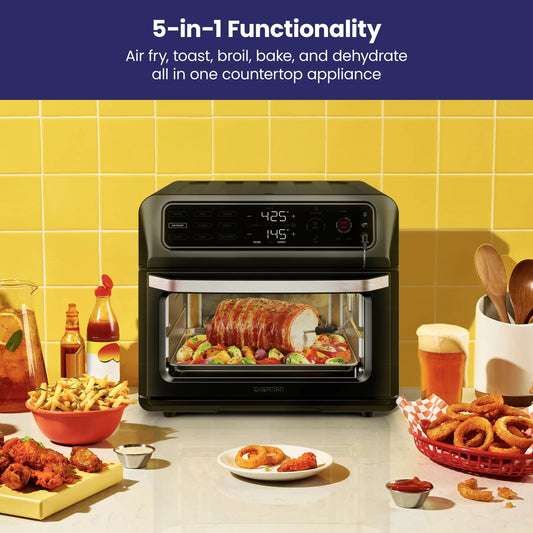 Chefman 12-in-1 Air Fryer Oven Combo w/Probe Thermometer, 20 qt Capacity, Black Stainless Steel