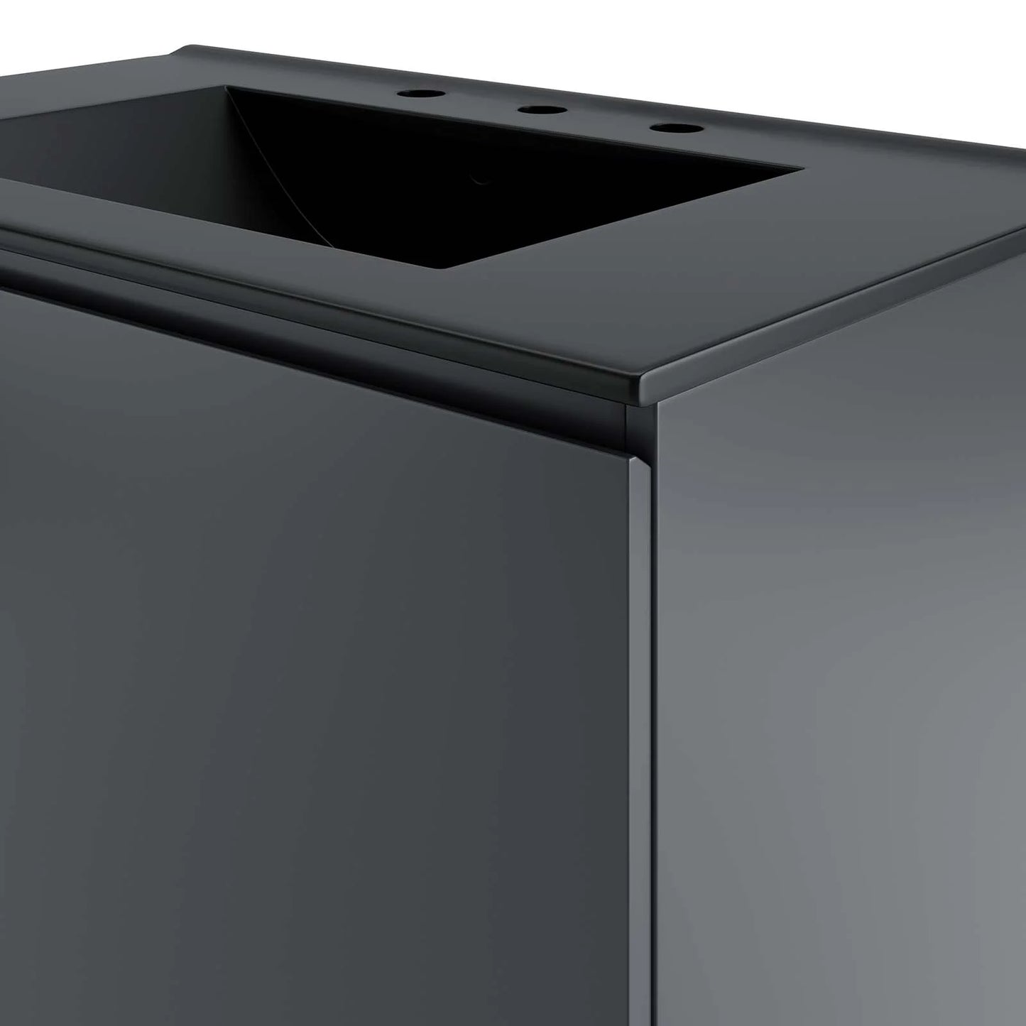 Sink Vanity Cabinet, Wall Mount, Grey Gray Black, Ceramic, Melamine, Modern Contemporary, Hotel Bedroom Bathroom Master Suite Guest