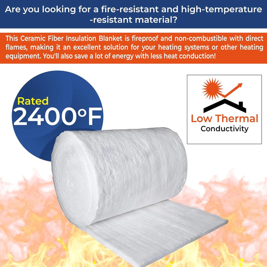 Simond Store Ceramic Fiber Insulation Roll, 2400F - 1"X24"X25', High Density Fireproof Insulation Blanket for Forge