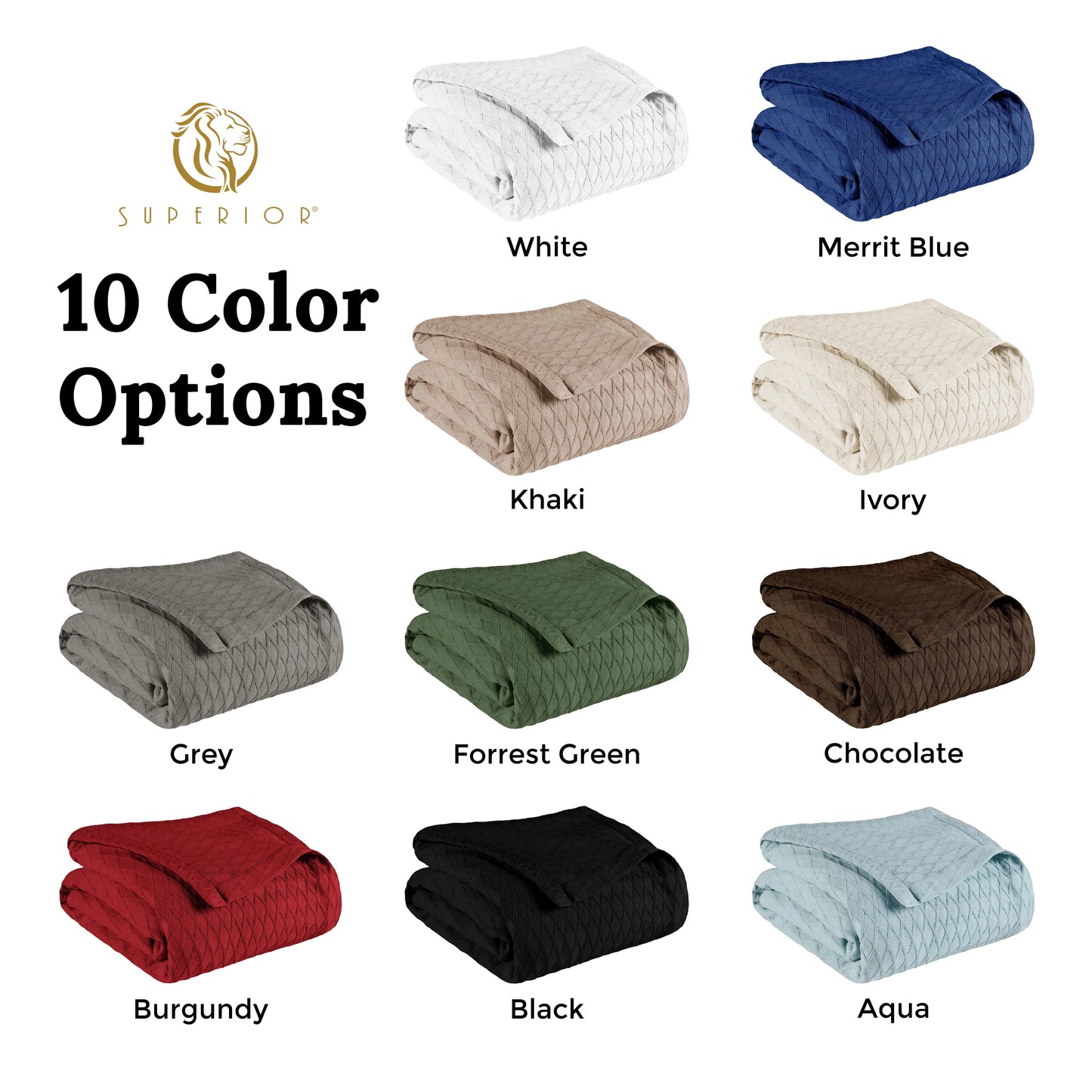 Superior Diamond All-Season Cotton Blanket, Throw Size, Burgundy