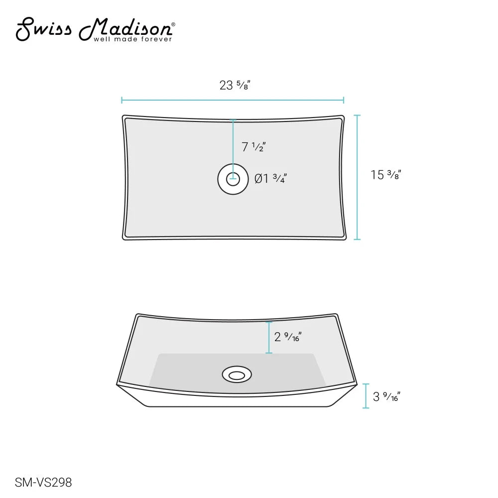 Annecy 23.5°?Rectangle Vessel Bathroom Sink