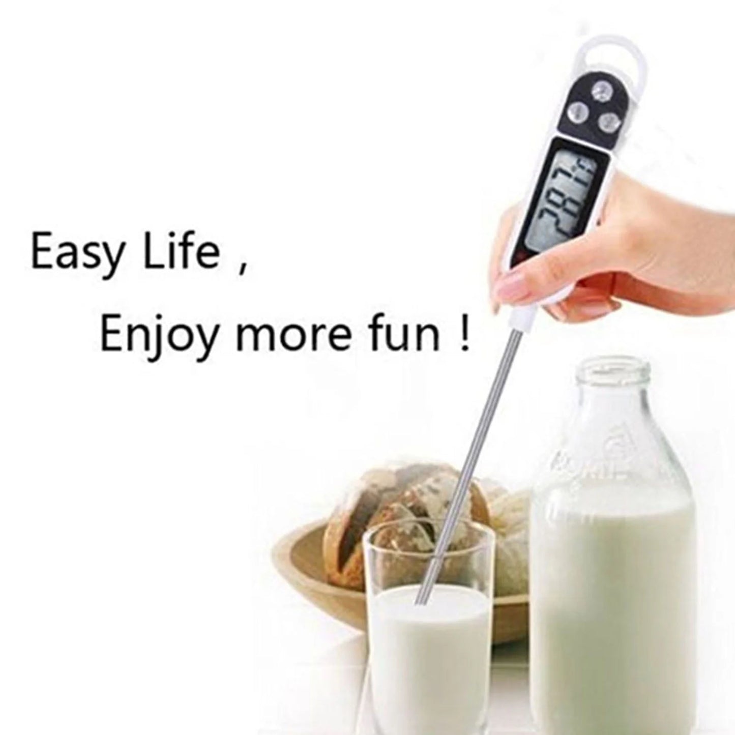 Visland Meat Thermometer - Instant Read Thermometer Digital Cooking Thermometer, Candy Thermometer with Super Long Probe for Kitchen BBQ Grill Smoker Meat Oil Milk Yogurt Temperature