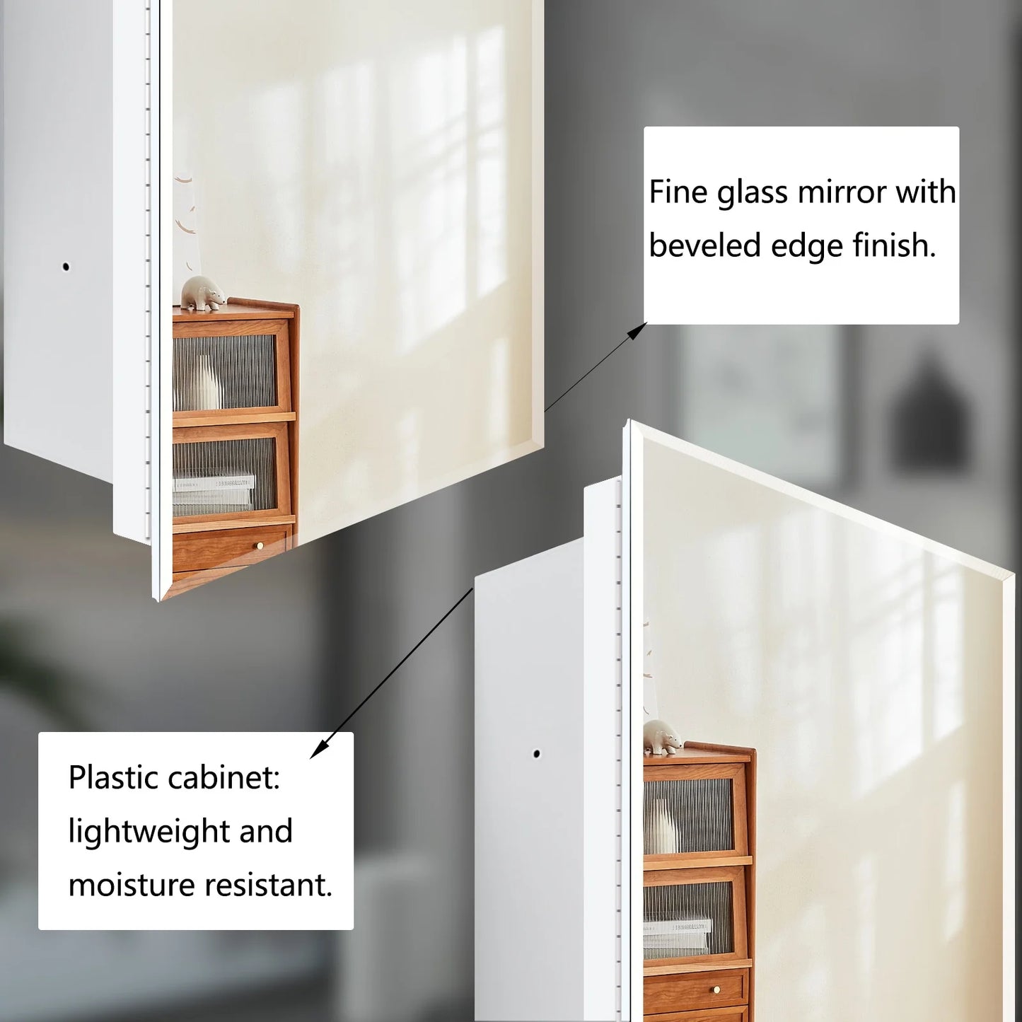 FUMANGO 16x26 Medicine Cabinet, Simple& Beautiful, Large Storage Space, Matte White for Bathroom Vanity