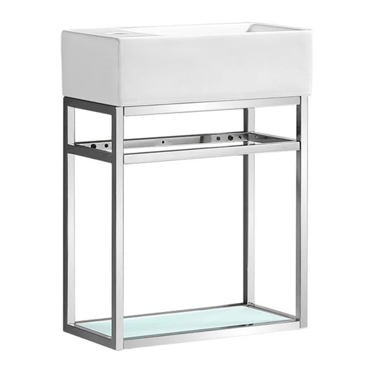 Pierre 19.5 Single, Open Shelf, Chrome Metal Frame Bathroom Vanity
