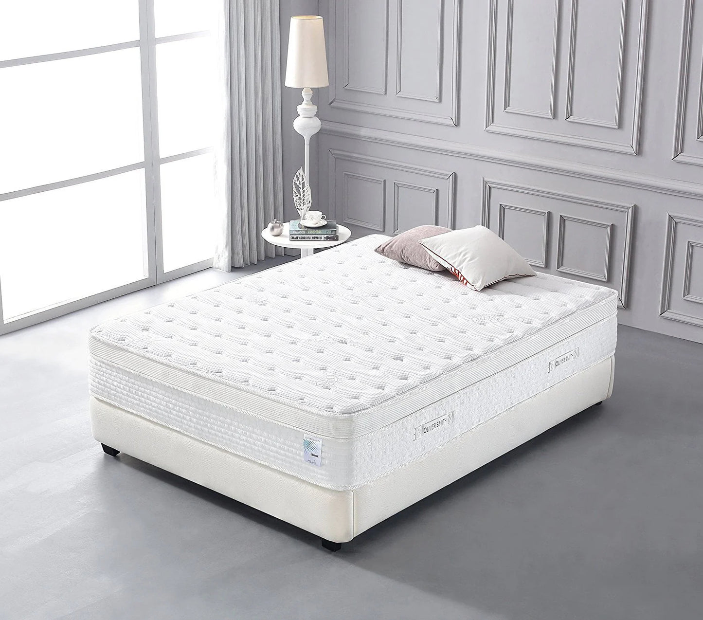 Oliver Smith Organic Cotton 12" Deluxe Sleep Plush w/Cool Memory Foam & Pocket Spring Mattress