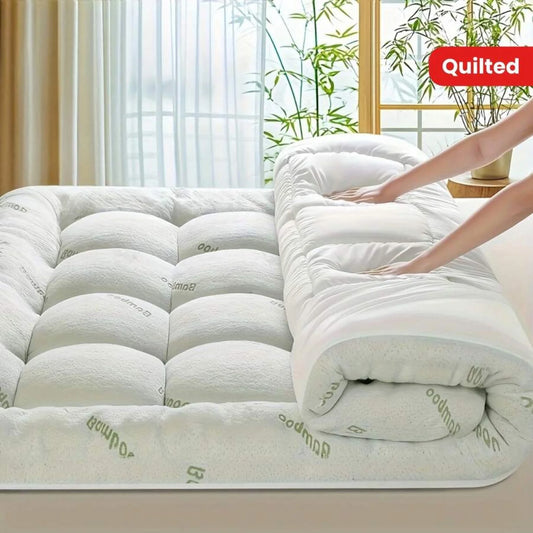 odorsTTBamboo Queen Mattress Topper - Thick Cooling Breathable Pillow Top Mattress Pad For Back Pain Relief - Deep Pocket Topper