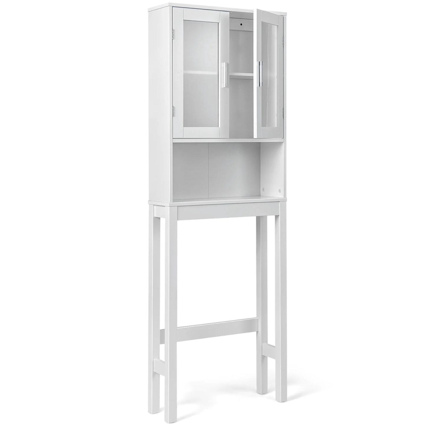 Costway Wooden Over The Toilet Storage Cabinet Spacesaver Organizer Bathroom Tower Rack