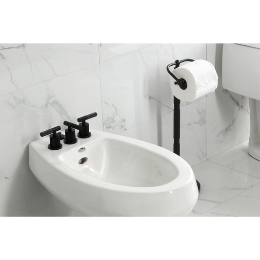 Kingston Brass KB6320KNL Convergent Three-Handle Bidet Faucet with Knurled Handle and Brass Pop-Up, Matte Black