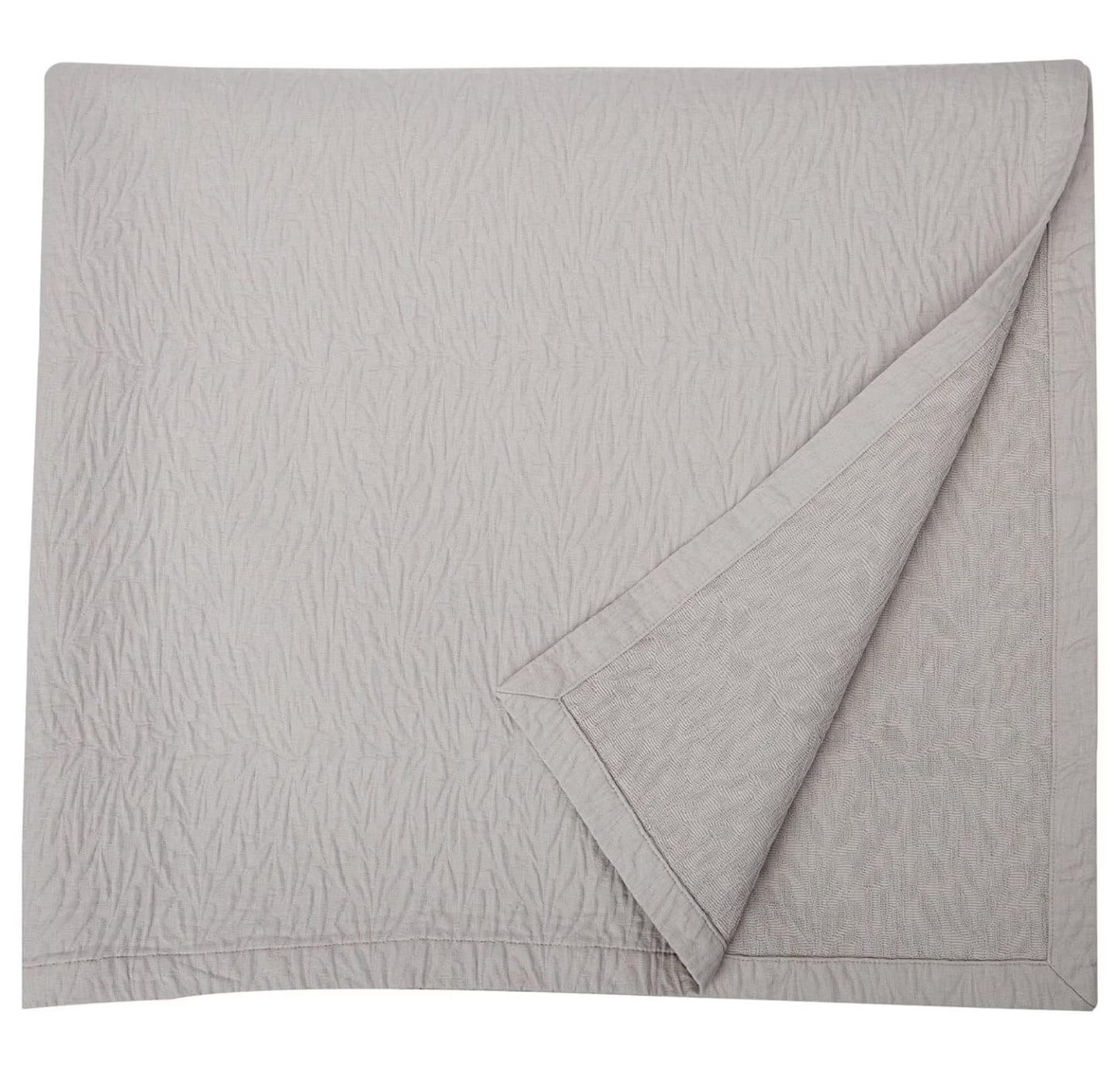 Matelasse Blanket Coverlet, Foliage Pattern, King, Light Grey