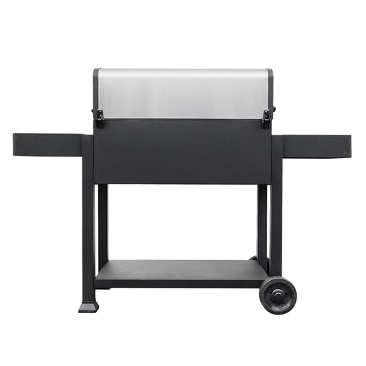 32-inch Smart Charcoal Grill with Bluetooth Meat Thermometer, LCD Display, and Temperature Probes, Stainless Steel/Black