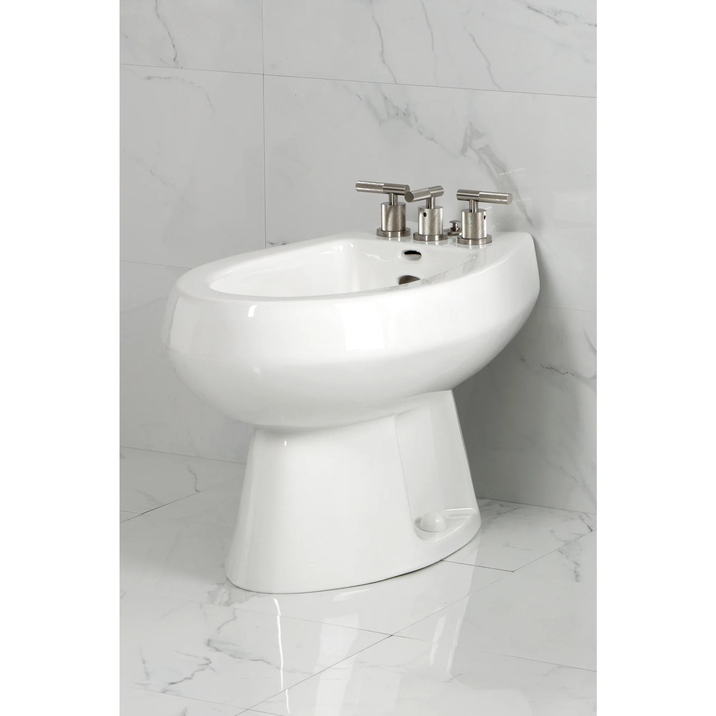 Kingston Brass KB6320KNL Convergent Three-Handle Bidet Faucet with Knurled Handle and Brass Pop-Up, Matte Black