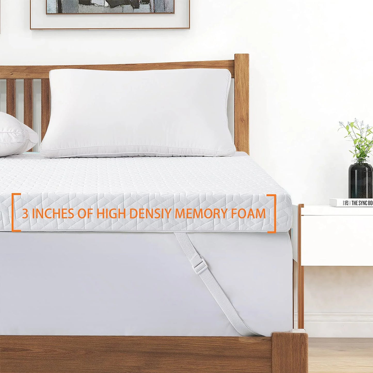 BedLuxury 3" Gel Memory Foam Mattress Topper, King Size - High Density