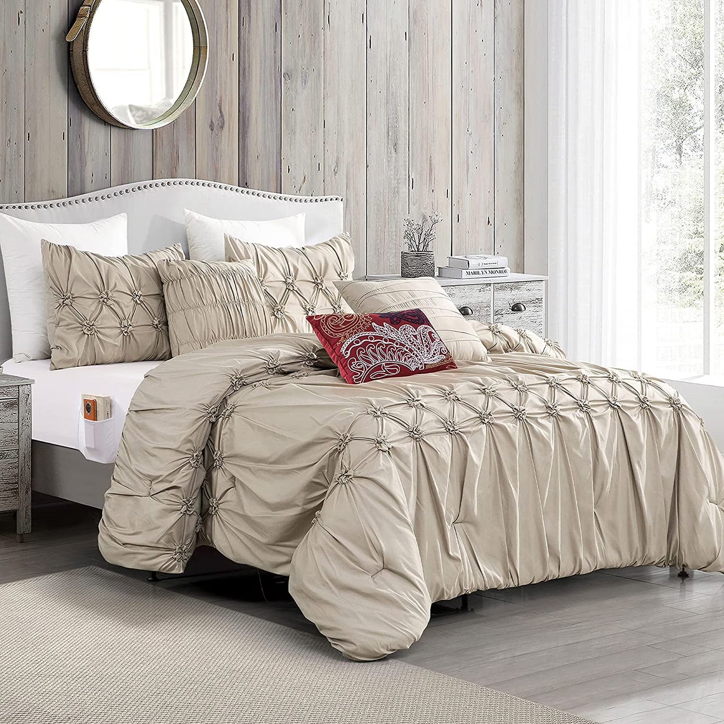 Elegant Comfort 12-Piece Bed-in-a-Bag, Ella Microsuede Comforter Collection with 6-Piece Sheet Set, Smart Pockets and Decorative Pillows, All Season Bedding, Full/Queen, Mint Green