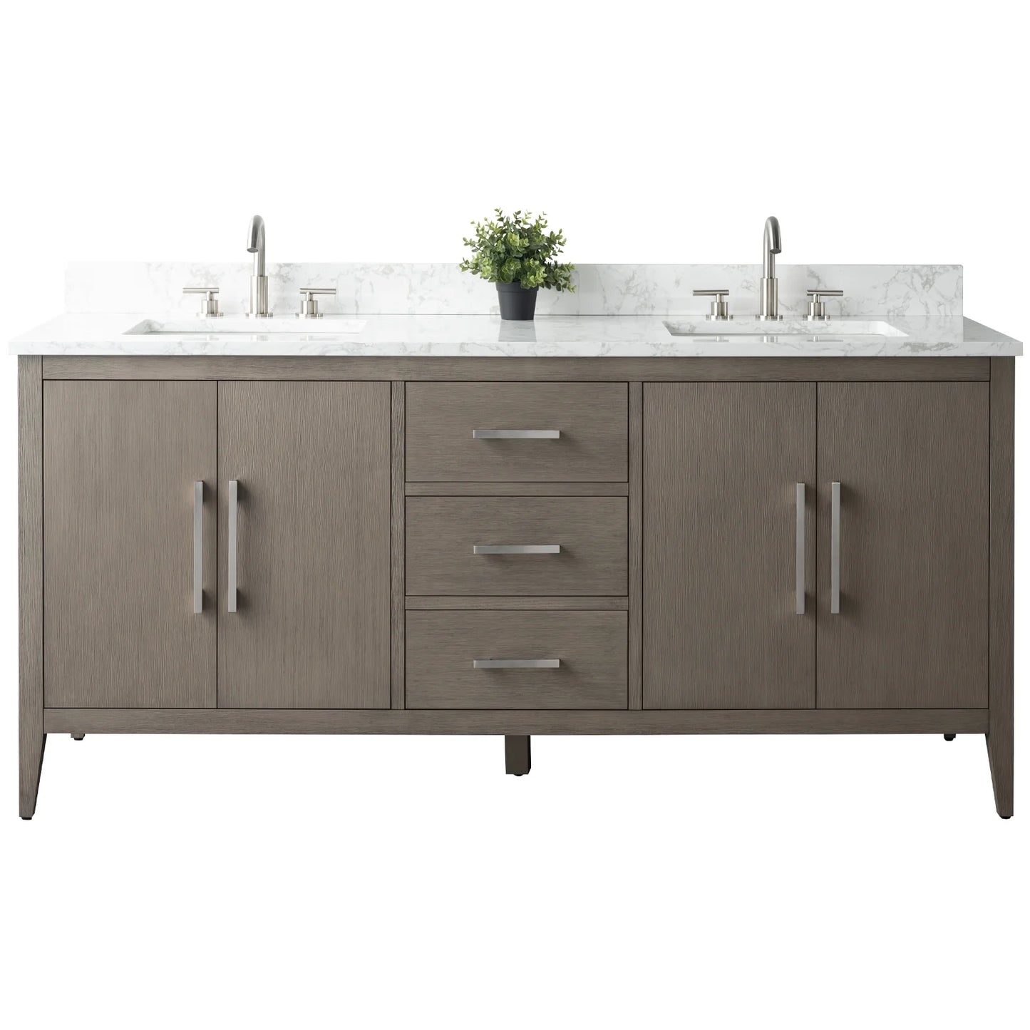Vanity Art 72° Double Sink Bathroom Vanity Cabinet with Engineered Marble Countertop
