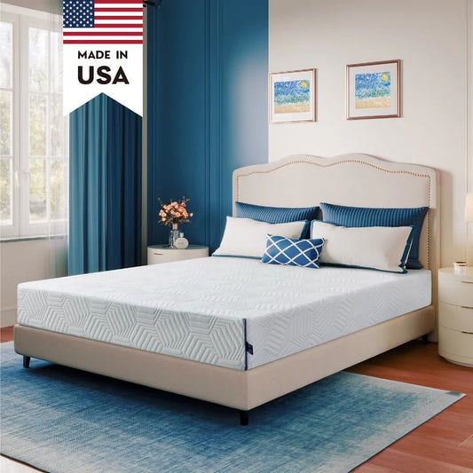 MLILY Ego Blue 8 inch Cooling Gel Memory Foam Mattress, Twin Mattress in a Box, Medium