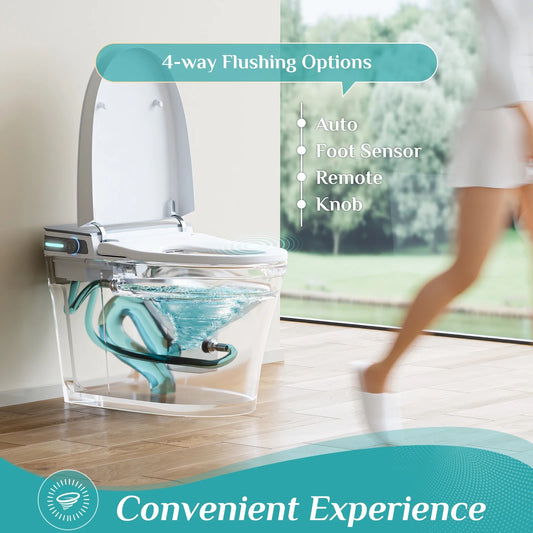 HOROW 10" Rough-in Bidet Toilet , White with Auto Open/Close Lid, Instant Warm Water, Elongated Heated Seat