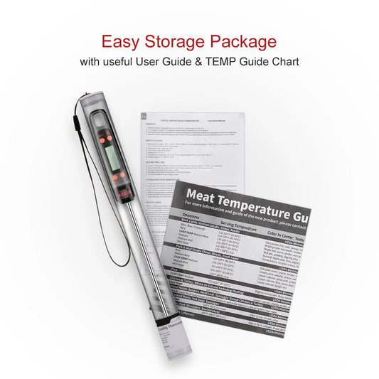 Habor Meat Thermometer, Instant Read Digital Cooking Thermometer, Grilling Thermometer with Super Long Probe for Kitchen BBQ Grill Smoker Meat Oil Milk Yogurt Temperature