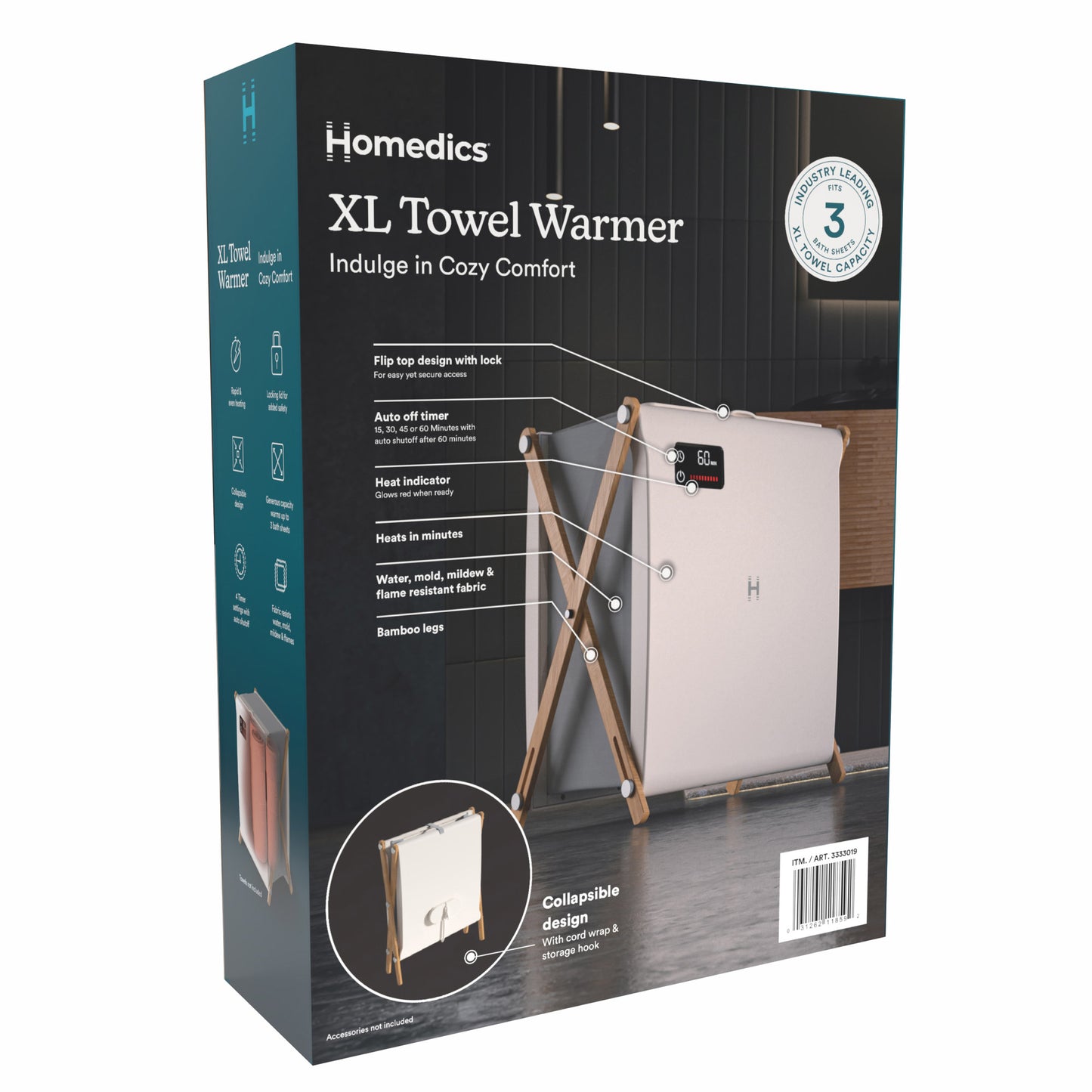 Homedics XL Towel Warmer, Luxe Spa Edition