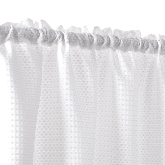 Curtainking White Valance Kitchen Window Curtain Waffle Weave Textured Small Window Curtain for Bathroom Rod Pocket, 60" W x 18" L, 1 Panel