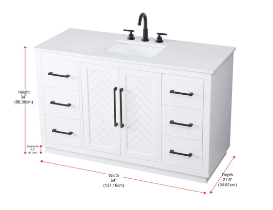 Elegant Kitchen and Bath 54 inch Single Bathroom Vanity in Hazel Oak