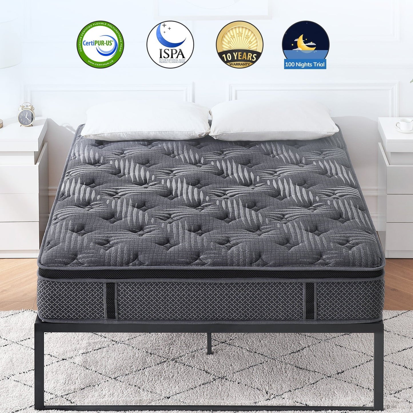 Behost 10" Queen Mattress,CertiPUR-US Certified Memory Foam Pocket Spring Mattress, Queen Mattress in a Box