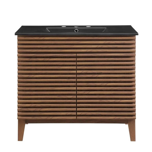 Modway Render 36" Bathroom Vanity in Walnut Black