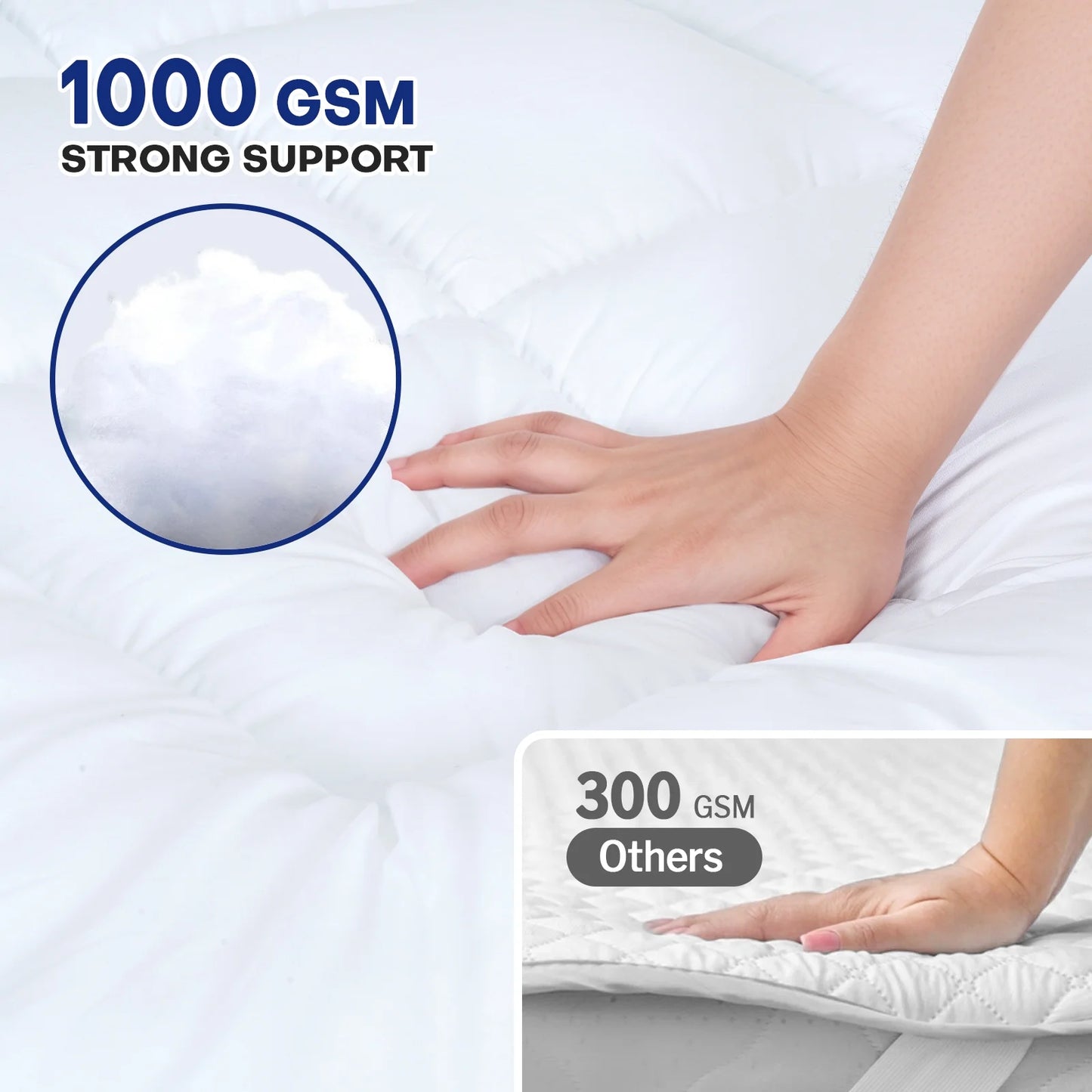 Cocosity Dual Layer 4 inch Full Size Memory Foam Mattress Topper, 2" Fluffy Pillow Top Mattress Topper & 2" Cooling Gel Memory Foam