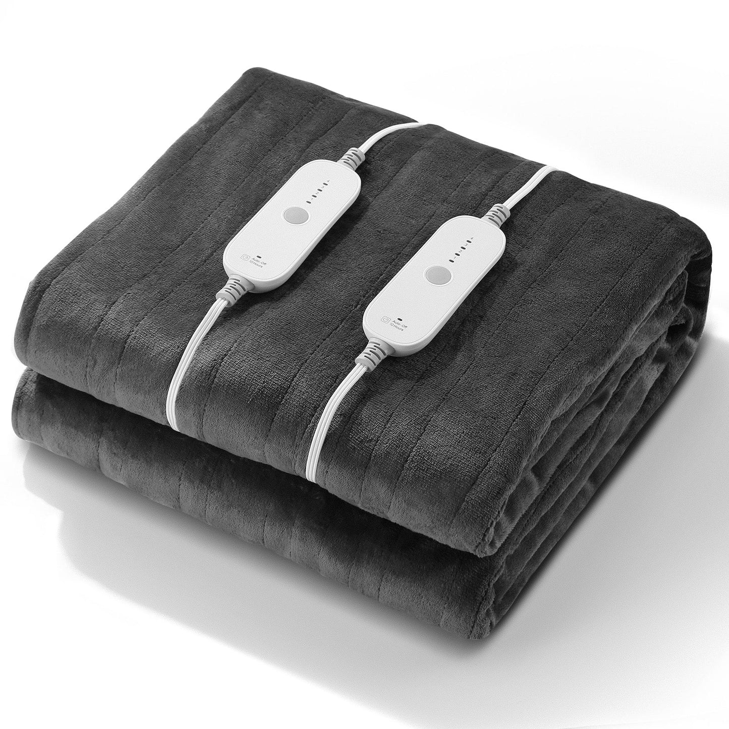 MaxKare Electric Heated Blanket Queen Size 84" x 90" with 2 Separate Controllers, 4 Heating Levels & 10H Auto-off, Machine Washable-Deep Grey