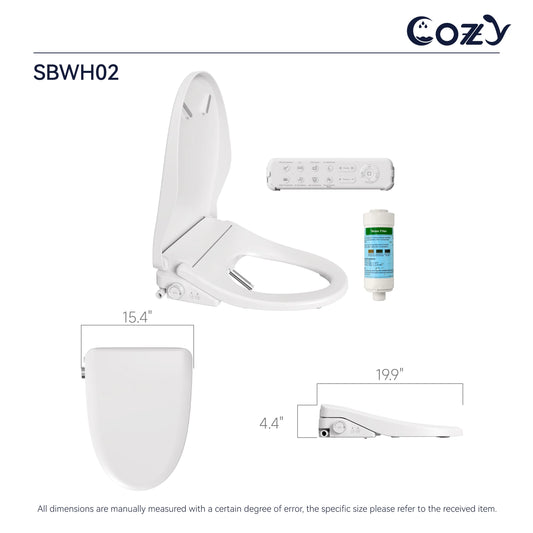COZY Electric Bidet Toilet Seat, 15.4 x 19.9 Inch, Adjustable Bidet Toilet Seats