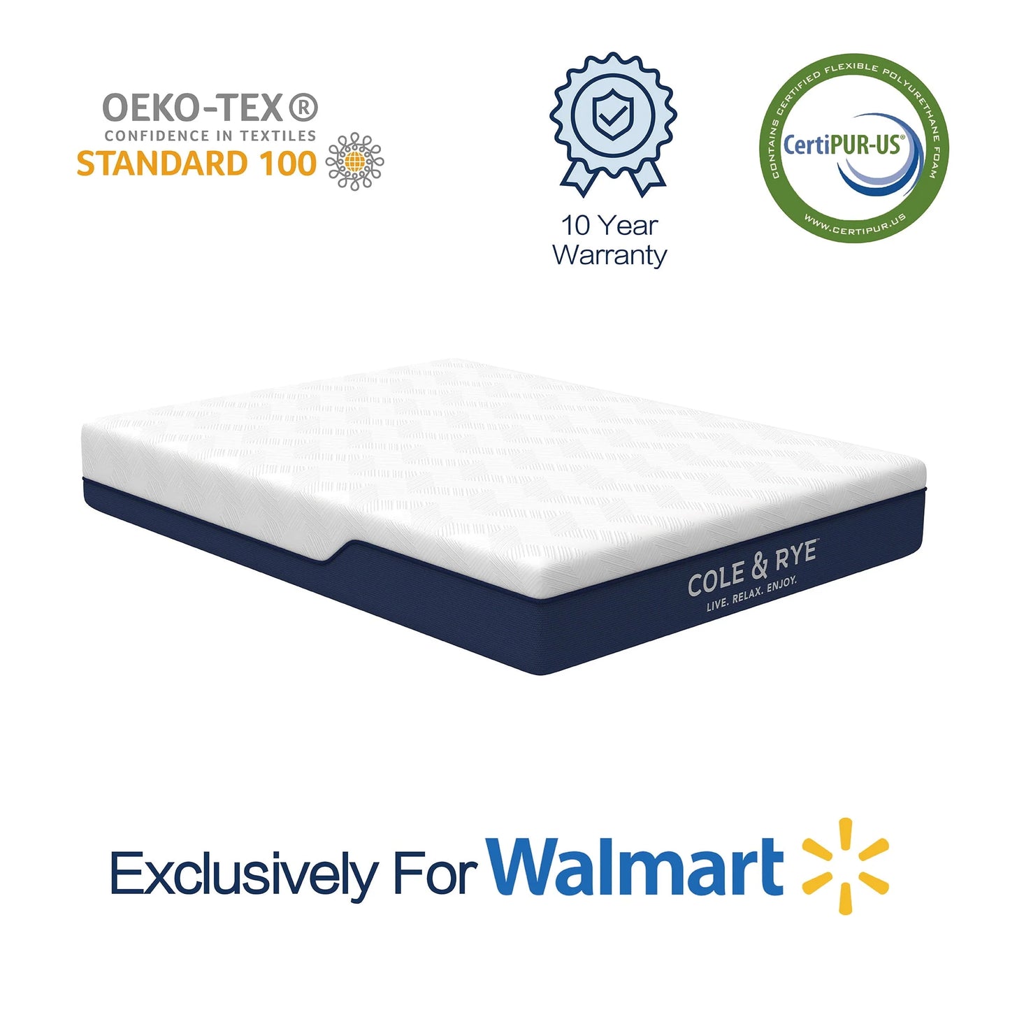 Cole & Rye ArticSky 12" Medium Firm Gel Memory Foam Mattress with BONUS Pillows, Queen