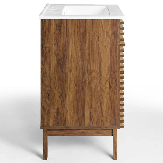 Modway Render Bathroom Vanity in Walnut White