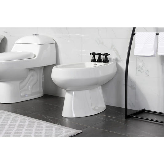 Kingston Brass KB320BX Metropolitan Three-Handle Bidet Faucet with Brass Pop-Up, Matte Black