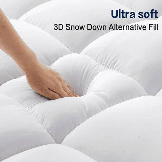 EMONIA 4 Inch Dual Layer Memory Foam Mattress Topper Queen, 2 Inch Cooling Gel Memory Foam Plus 2 Inch 100% 400TC Soft Extra Thick Mattress Pad Pillow Top Cover with 8-21" Deep Pocket for Back Pain