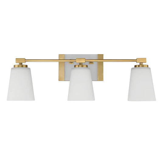 Warm Brass Three Light Bathroom Vanity from the Darby Collection