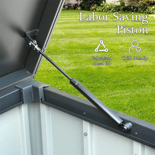 150 Gallon Outdoor Waterproof Storage Deck Box with Portable Side Handles and Moving Roller, Large Patio Storage Lockable for Outside Cushions, Throw Pillows, Garden Tools, Dark Gray