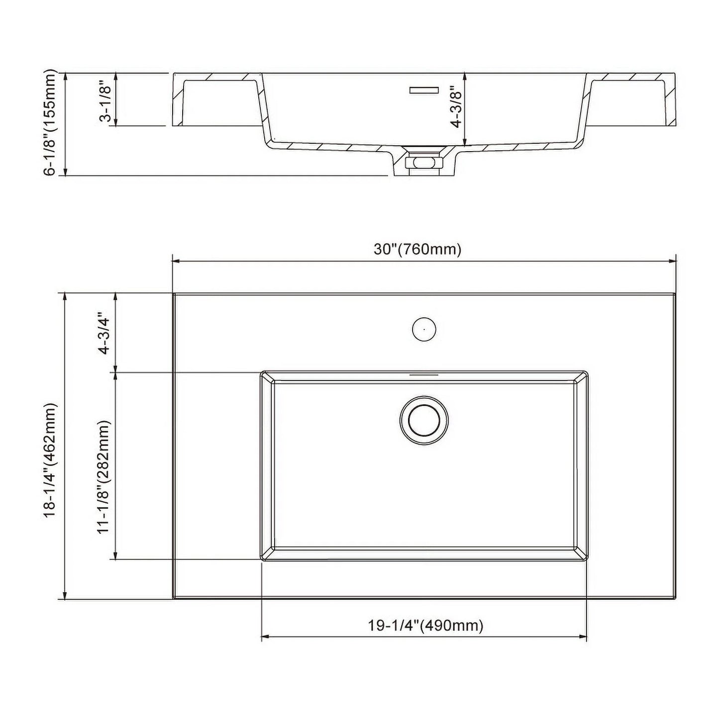 Dowell Topmount Bathroom Resin Basin 000 1818BP