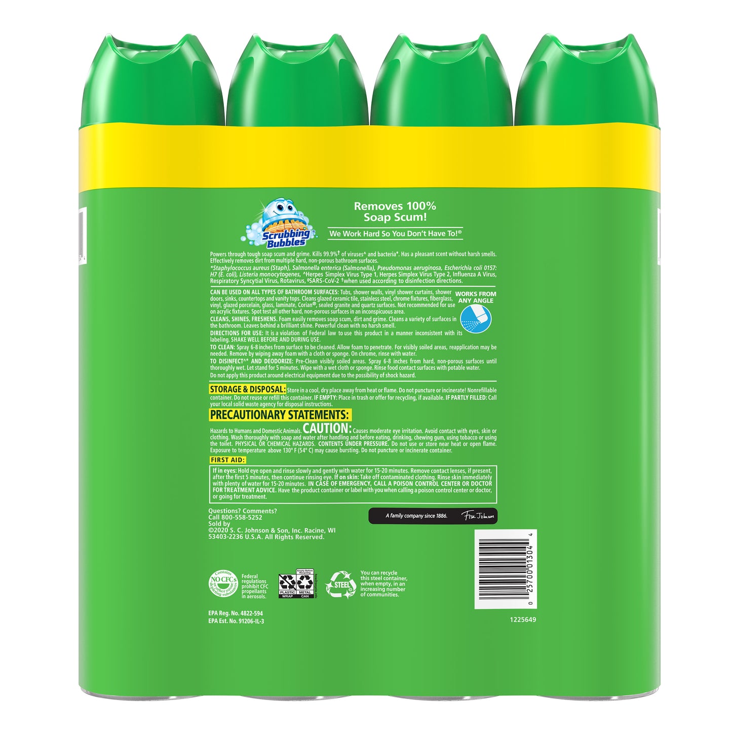 Scrubbing Bubbles Bathroom Disinfectant, Citrus, 25 fl oz, 4-count