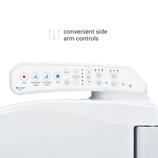 Brondell Swash SE400 Bidet Seat with Sidearm, Dryer and Stainless Steel Nozzle, Elongated White