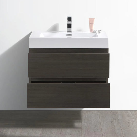 Fresca Valencia 30" Gray Oak Wall Hung Modern Bathroom Cabinet