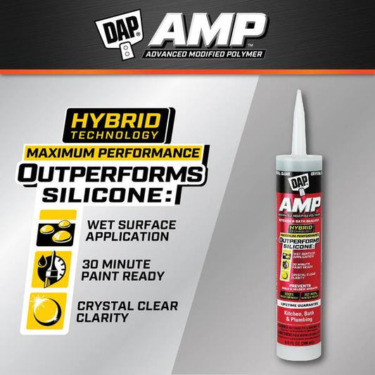 AMP Advanced Modified 9 oz. Crystal Clear Polymer Kitchen and Bathroom Sealant (12-Pack)