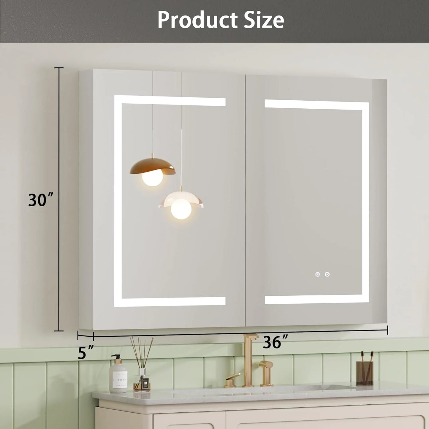 DEYGIA Medicine Cabinet with LED Mirror for Bathroom, 24''x30'' Aluminum, Wall Mounted Led Medicine Cabinet, Defog, Stepless Dimming, 3 Colors, 2 Outlets, 2USB (24'' x 30°?Single Door)