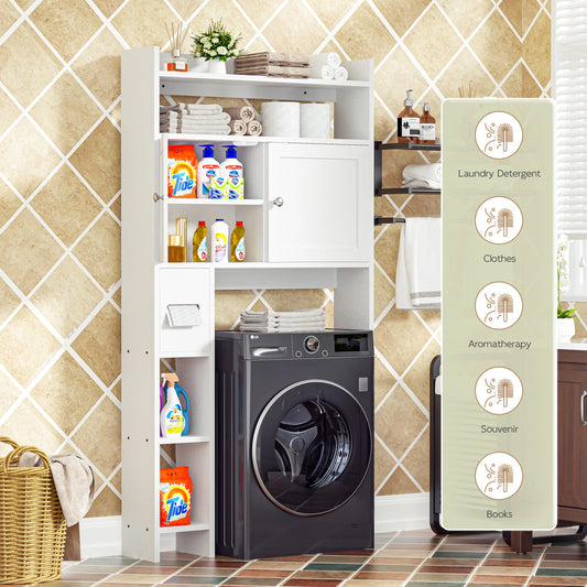 Tolead Over The Toilet Storage Cabinet with Paper Towel Holder, White