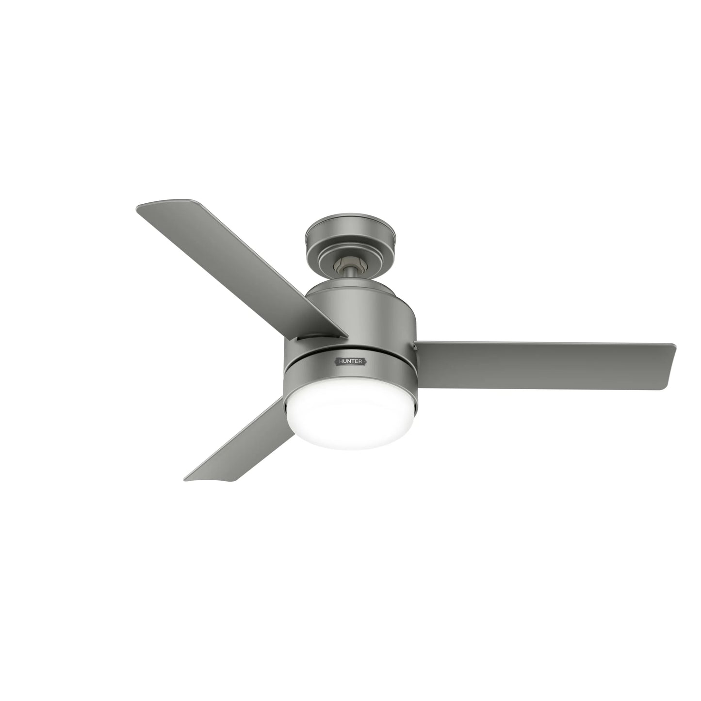 Hunter - Gilmour Indoor/Outdoor Ceiling Fan With Light, Remote, 44-inch, Matte Silver, Casual-style, 3-speed WhisperWind Motor, 51845, for Porches, Bathrooms
