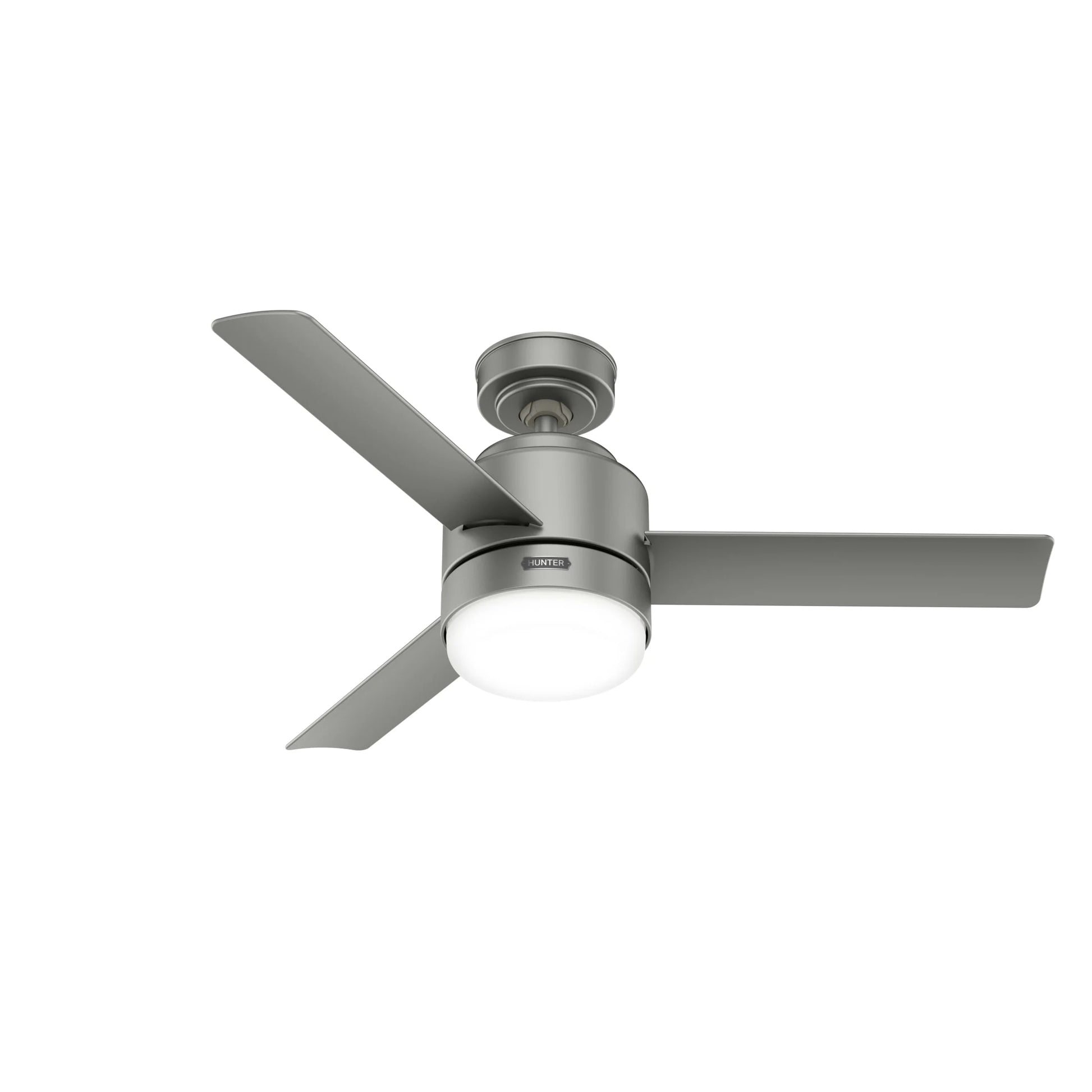 Hunter - Gilmour Indoor/Outdoor Ceiling Fan With Light, Remote, 44-inch, Matte Silver, Casual-style, 3-speed WhisperWind Motor, 51845, for Porches, Bathrooms