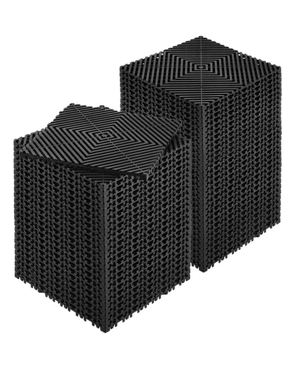 KFFKFF Drainage Floor Mat Set, 12° x 12° Modular Interlocking Padding, Set of 55 Connectable Drainage Mats, Slip-Resistant Black PP Drainage Floor and Bath Mat, Suitable for Garage, Garden